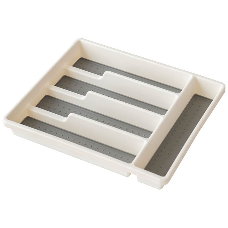 BEBUSINGOTO Besteck-Organizer, Besteckkasten für Schubladen, Utensilien, Besteck, Geschirr-Organizer für die Küche, 5 Fächer, weiß