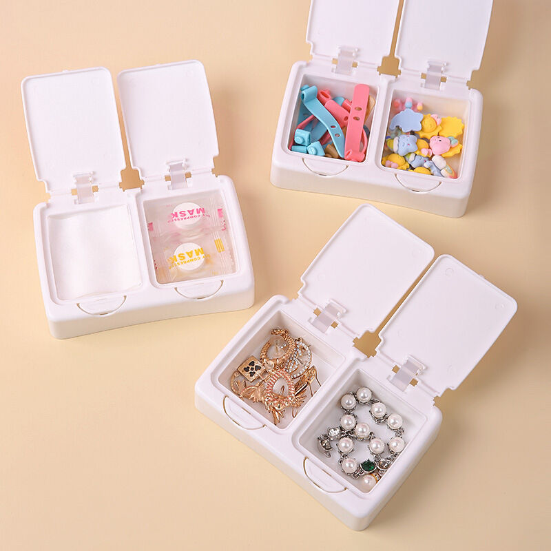 BEBUSINGOTO Mini-Aufbewahrungsbox mit Kugelabdeckung, Aufbewahrungsbox für Schreibtisch-Schreibwaren, Wattestäbchenbox zum Pressen, Sortierbox für