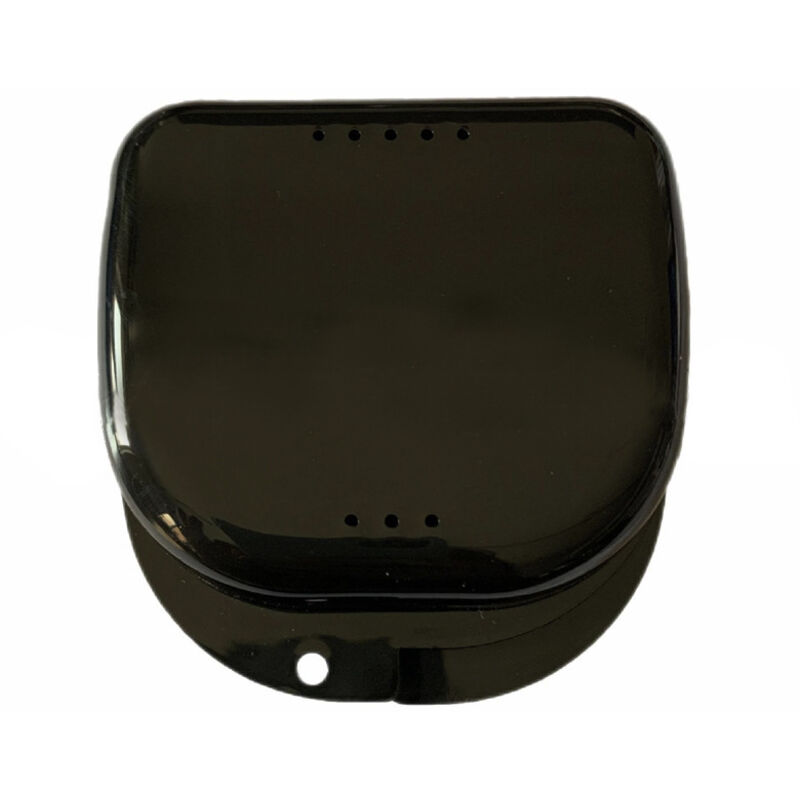 BEBUSINGOTO Retainer-Etui mit Entlüftungslöchern, 6-teiliges Prothesen-Etui, fest verschließbares kieferorthopädisches Mundschutz-Etui, schwarz,