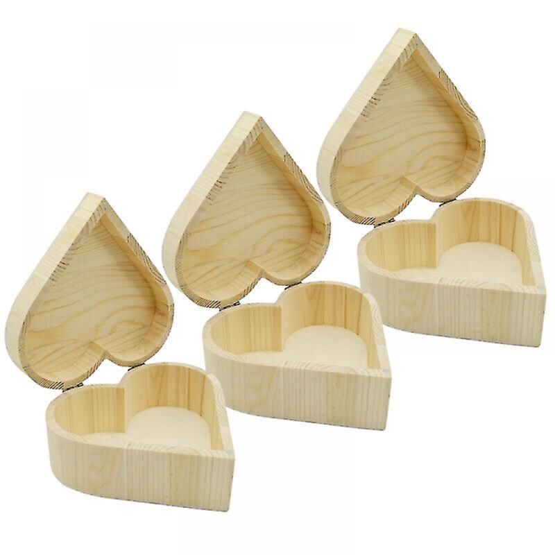 BEBUSINGOTO stücke Herzförmige Aufbewahrungsbox Aus Holz Schmuckschatulle Hochzeitsgeschenk Kosmetik Make-Up Ohrringe Ring Desktop-Aufbewahrung