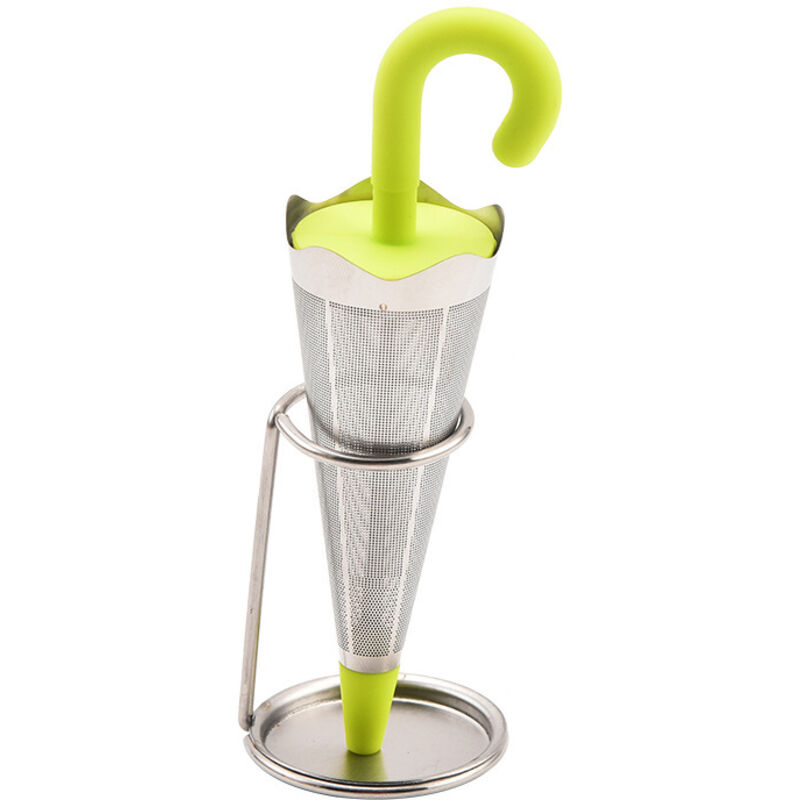 BEBUSINGOTO Tee-Sieb in Schirmform – 1 niedliches, schirmförmiges Tee-Ei mit feinem Edelstahlgewebe, Filter für losen Tee, Tee-Diffusor in Schirmform