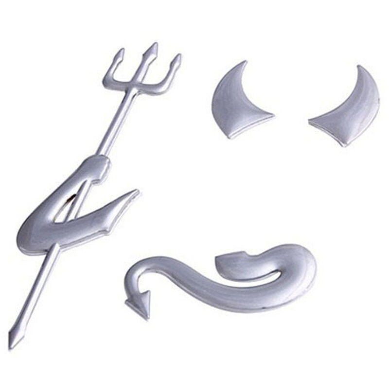 BEBUSINGOTO Teufel Autoaufkleber, silber