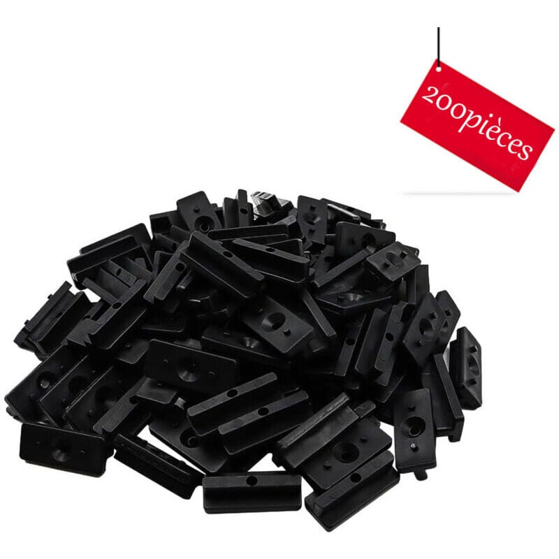 Befestigungsclips für WPC-Terrassendielen – 200er-Packung, 6 mm verdeckte Clips, Kunststoffbefestigungen für Dielen mit schwarzen Schrauben,