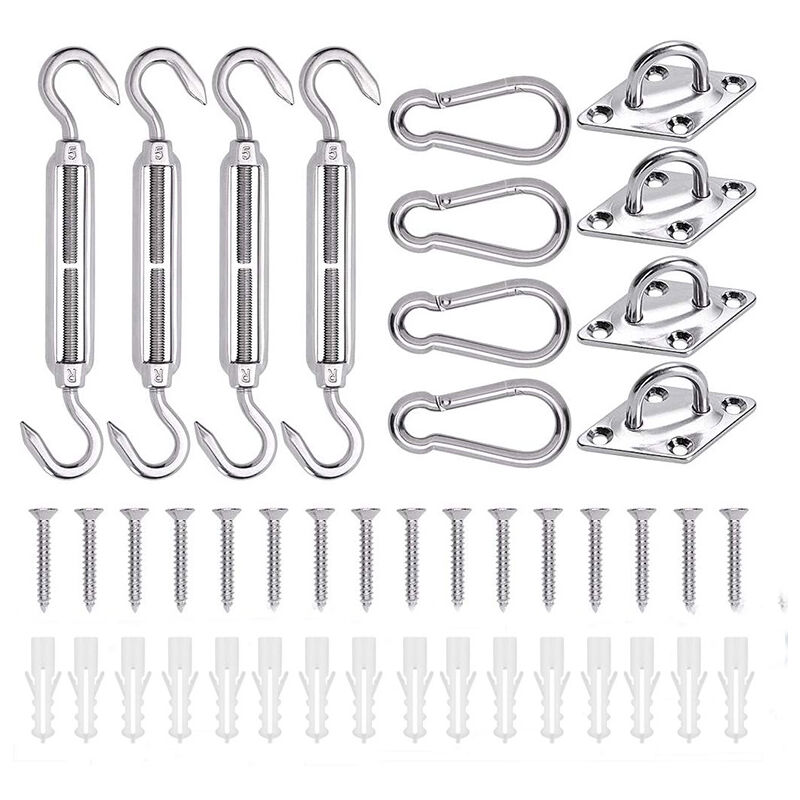 Befestigungssatz für Sonnensegel, Befestigungssatz für Sonnensegel aus Edelstahl 304, dreieckig, quadratisch, rechteckig, Befestigungssatz für