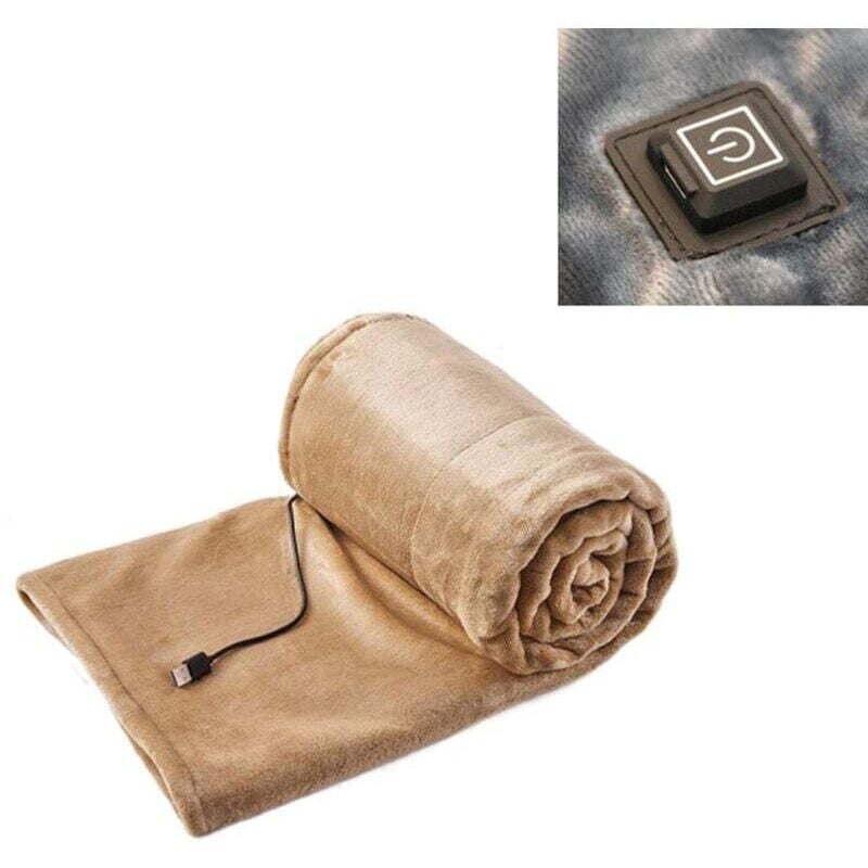 Beheizbare Schaldecke, USB-betrieben, kabellos, maschinenwaschbar, 3 Temperaturstufen, beigefarbene Heizdecke – 80 x 180 cm