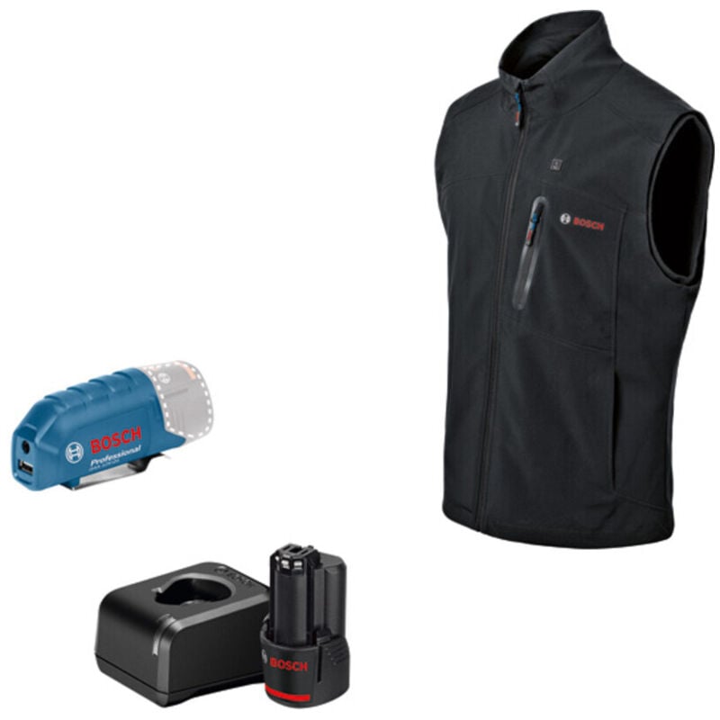 Bosch Beheizbare Kleidung GHV 12+18V XA: Akkuadapter, Ladegerät, 1x Akku, Gr. S