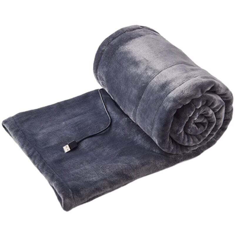 Beheizte Schaldecke, USB-betrieben und kabellos, waschbar mit 3 Temperatureinstellungen. Heizdecke, elektrisch, Heizdecke, Grau