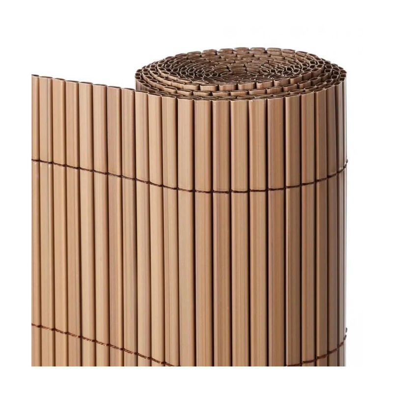 Suinga - Sichtschutzzaun aus pvc 2 x 3 m, braun teak doppelseitig für Gärten und Terrassen.