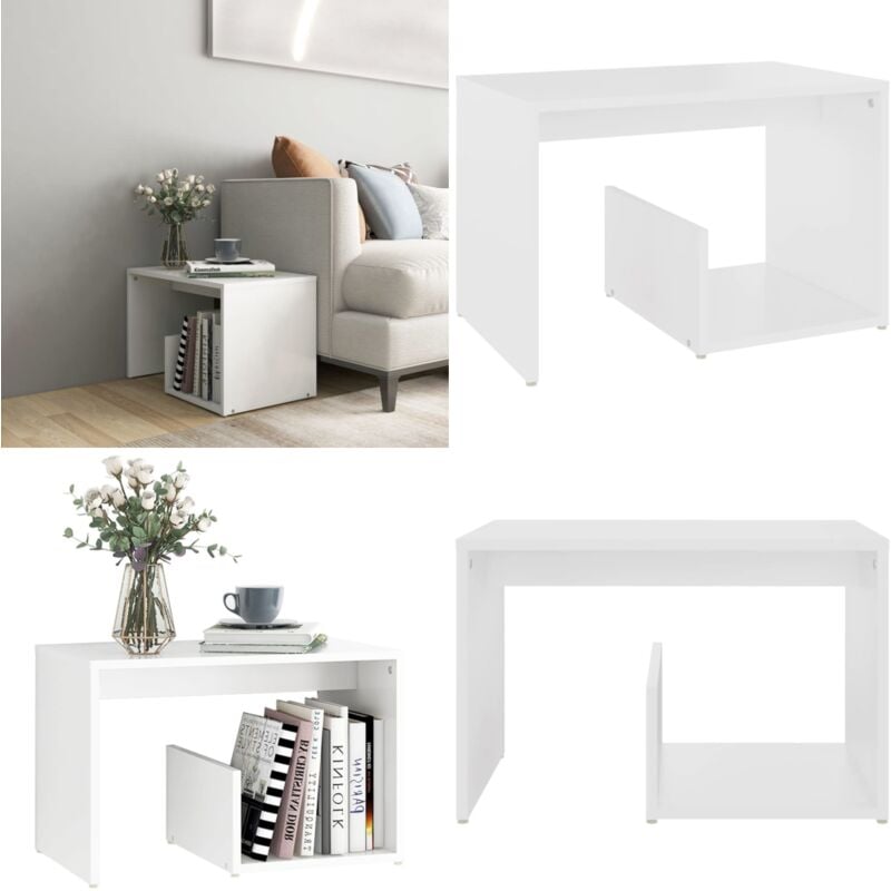 Vidaxl - Beistelltisch Weiß 59x36x38 cm Holzwerkstoff - Beistelltisch - Wohnzimmermöbel - Couchtisch - Nischenregal - Weißer Möbelstück - Home &