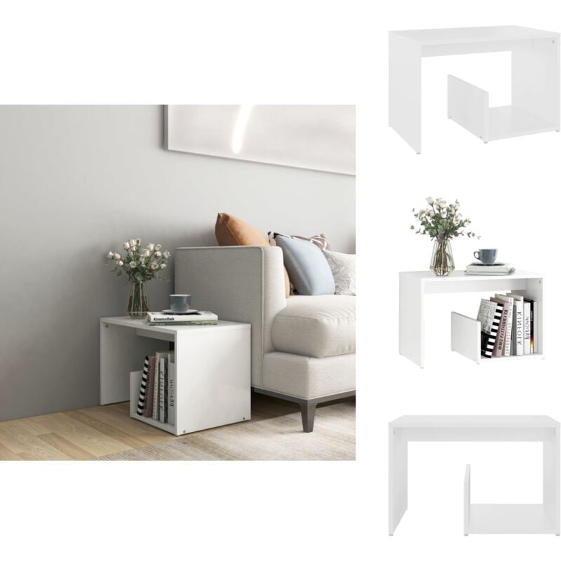 Beistelltisch Weiß 59x36x38 cm Holzwerkstoff - Beistelltisch - Wohnzimmermöbel - Couchtisch - Nischenregal - Weißer Möbelstück