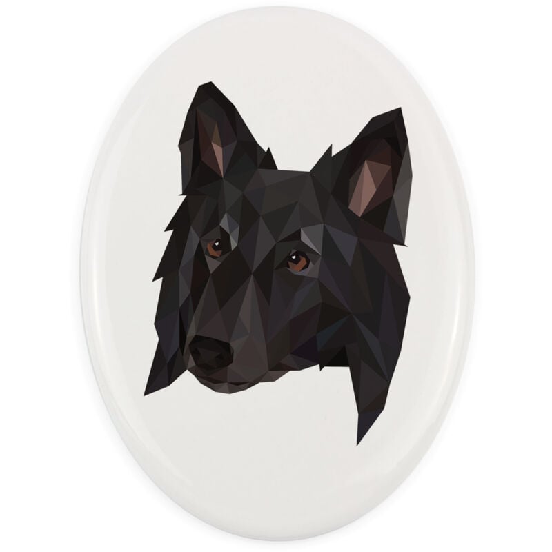 Belgischer Schäferhund, Belgischer Sennenhund - Teller mit Foto und geometrischer Aufschrift von Art-Dog