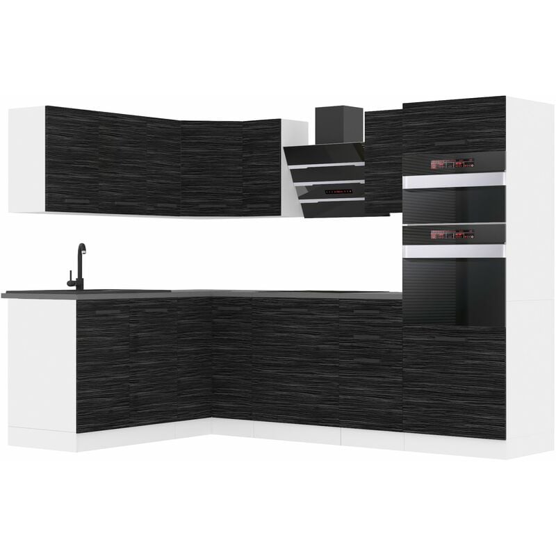 Belini Küchenzeile Küchenblock Küche L-Form Melanie Küchenmöbel mit Griffe, Einbauküche ohne Elektrogeräten mit Hängeschränke und Unterschränke, mit