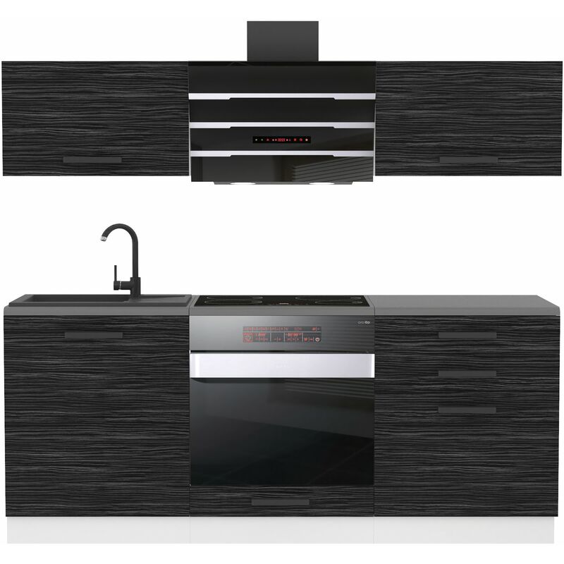 Küchenzeile Küchenblock Sophia - Küchenmöbel 180 cm Einbauküche ohne Elektrogeräten mit Hängeschränke und Unterschränke, mit Arbeitsplatten,