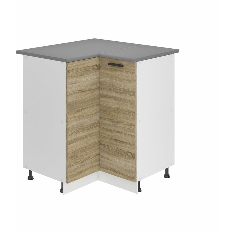 Unterschrank Küche, Küchenunterschrank 90 cm Breite. snp Küchenunterschrank mit Arbeitsplatte. Eckschrank Küche mit 1 Tür, Sonoma-Eiche - Belini