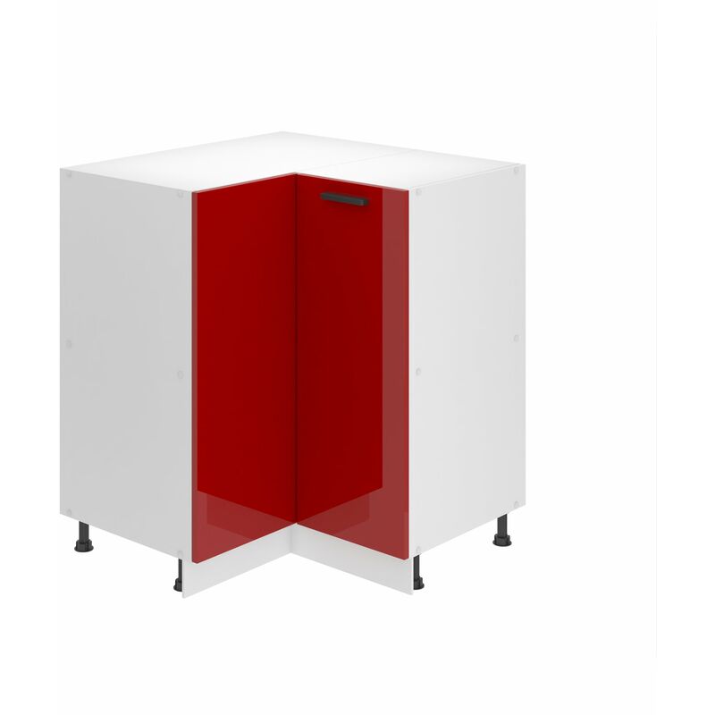 Unterschrank Küche, Küchenunterschrank 90 cm Breite. snp Küchenunterschrank ohne Arbeitsplatte. Eckschrank Küche mit 1 Tür, Rot Hochglanz - Belini