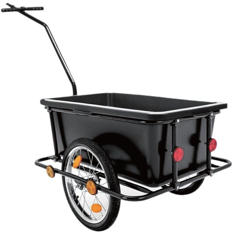 Bike Parts Fahrradanhänger und Handwagen mit stabilem Stahlrahmen, Universal-Kupplung und Sicherheitsseil, für bis zu 90 kg Belastung, inklusive