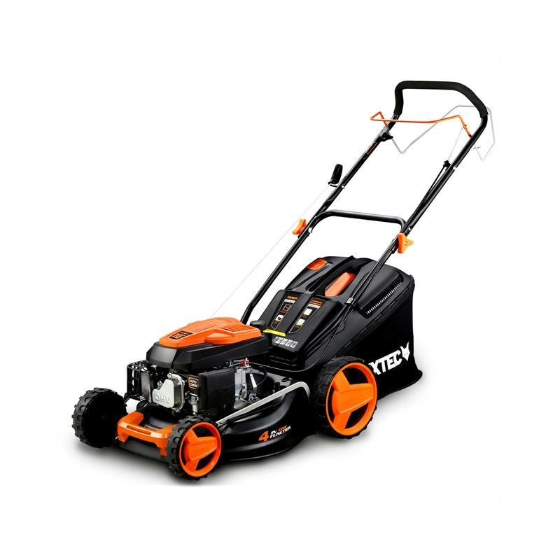 Fuxtec - 4in1 Benzin Rasenmäher FX-RM4646 – 3,5PS/2,6kW 46cm Schnittbreite & 7-stufige Höhenverstellung 25mm-75mm 4-Takt Mäher mit Hinterradantrieb