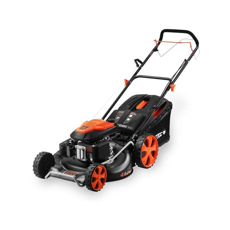 Fuxtec - 4in1 Benzin Rasenmäher FX-RM5396 – 5,3PS & 53cm Schnittbreite & Höhenverstellung 25-75mm 70L Grasfangkorb, Mulchfunktion & Seitenauswurf