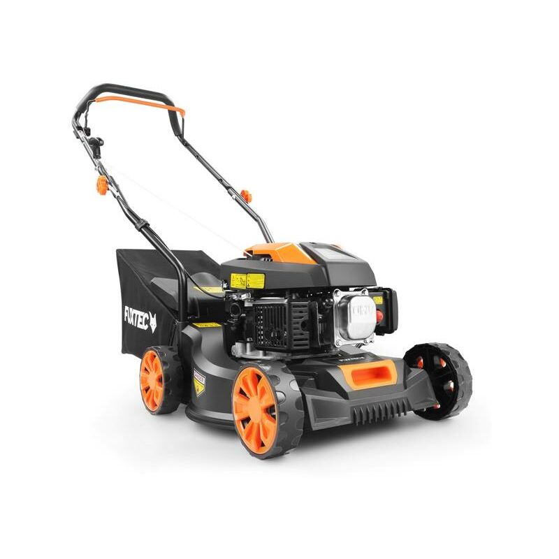 Fuxtec - Benzin Rasenmäher 2PS Leistung und nur 18kg Gewicht, 40cm Schnittbreite & 3-stufige Schnitthöhenverstellung 25-55mm mit Hubraum 80ccm,