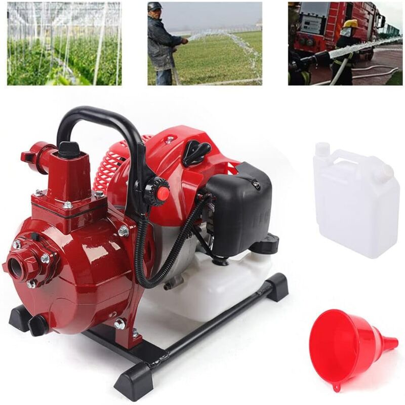 Benzin Wasserpumpe Motorpumpe Benzin Wasserpumpe Garten Wasserpumpe Wasserpumpe 2-Takt-Motor 42.5CC Pumpe mit 2 x Schlauch, Fördermenge: 10 m³/h