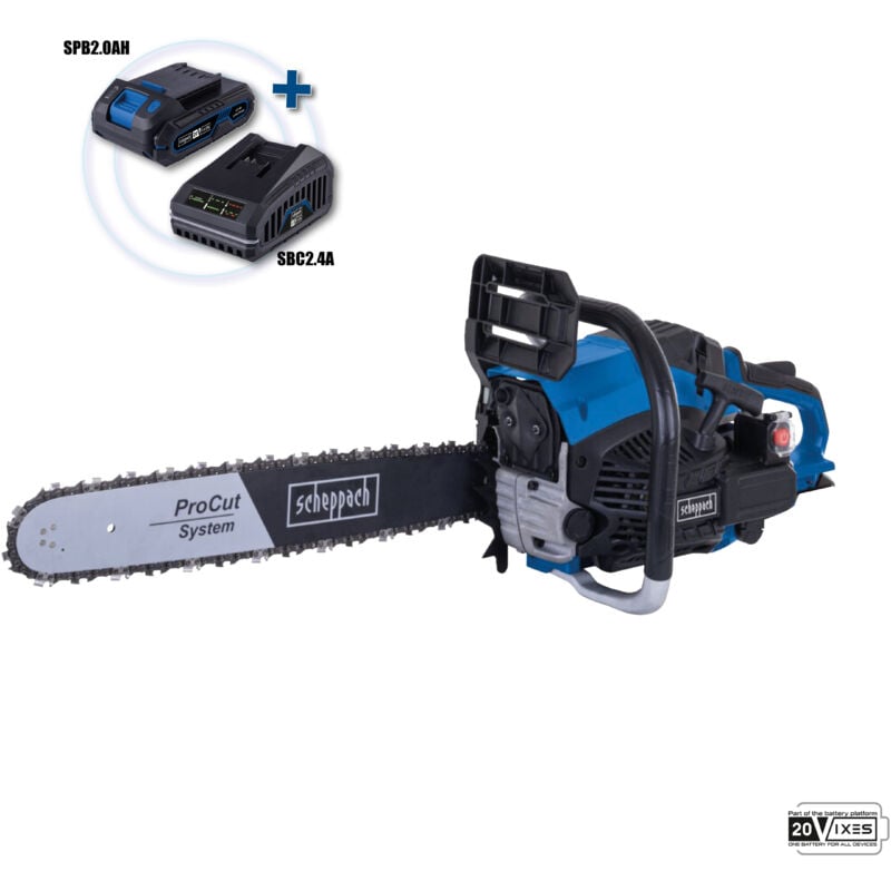 Scheppach - Benzinbetriebene Motorsage 56cc Akkuzundung Procut Kette 51cm PCS56