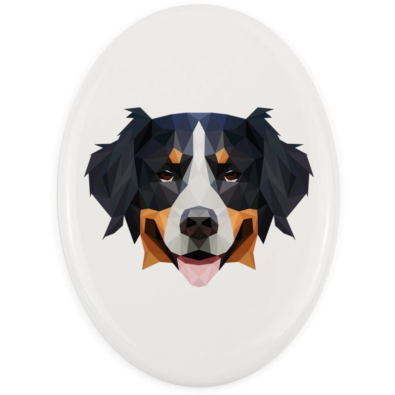 Berner Sennenhund - eine Foto- und geometrische Inschriftfliese von Art-Dog