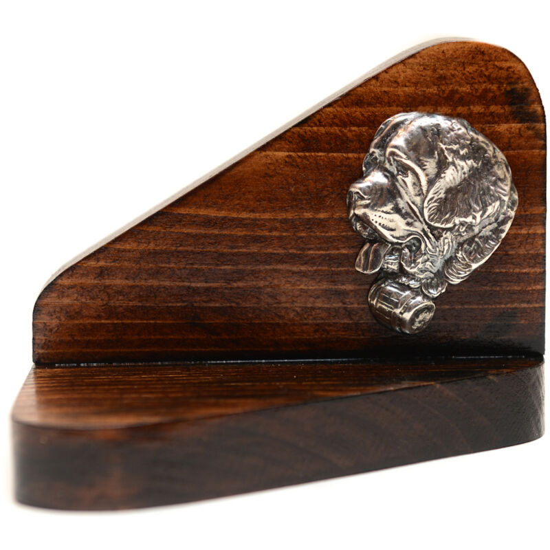 Bernhardiner, Heiliger Hund Bernarda - Kerzenständer aus Holz mit Hund, Teelichthalter, Hundedenkmal von Art-Dog