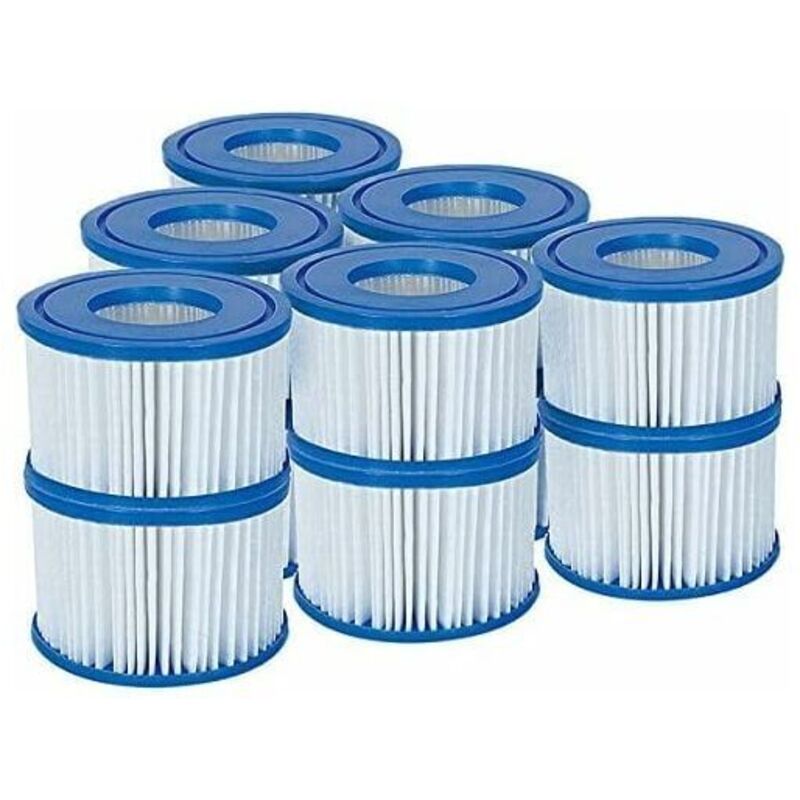 Bestway 58323 Lay-Z-Spa Größe VI Standard-Filterkartuschen – 6 x 2er-Pack (12 Filter) Weiß & Blau