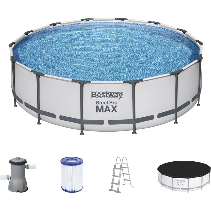 Steel Pro max™ Frame Pool Komplett-Set mit Filterpumpe ø 427 x 107 cm, lichtgrau, rund