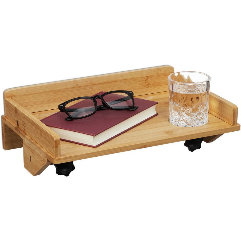 Bettablage, Mini-Nachttisch zum Klemmen, Bett & Hochbett, hbt 11,5 x 36 x 24,5 cm, Tablethalter, Bambus, natur - Relaxdays