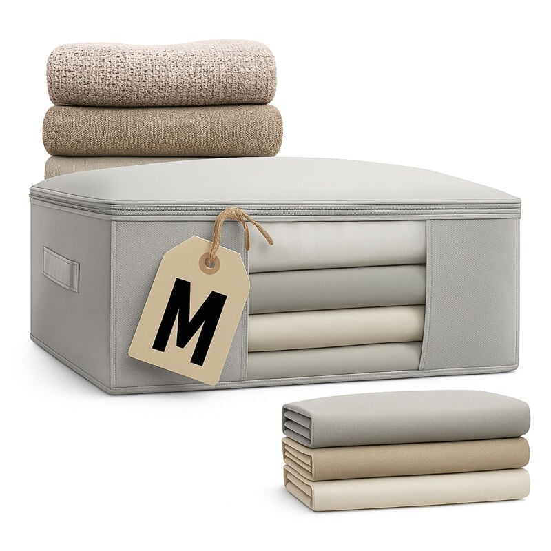 Bettbezug für Unterbettwäschebehälter Tasche weich grau M