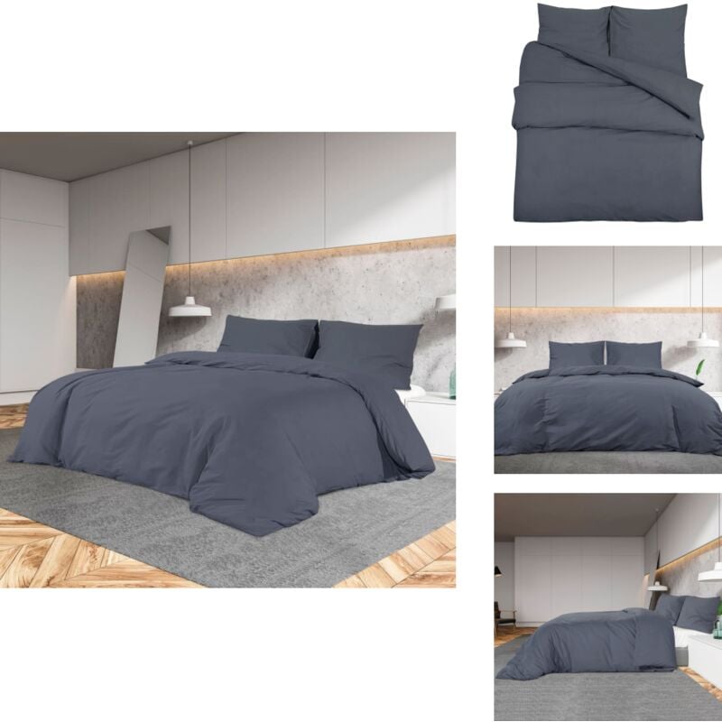 Bettwäsche-Set Anthrazit 155x220 cm Leichte Mikrofaser - Bettenwäsche - Mikrofaserbettwäsche - Anthrazit Bettwäsche - Doppelbett Bettwäsche - Deko