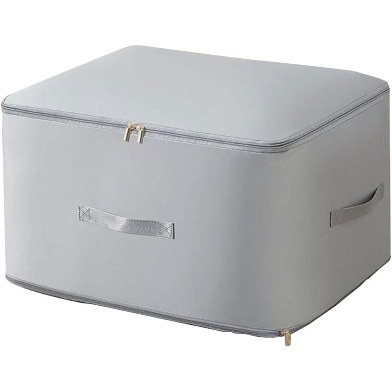 Bettdecken-Aufbewahrungstasche, 60 x 54 x 42 cm, grau, selbstkomprimierender Organizer für Bettdecken, Kleidung und Decken, platzsparend