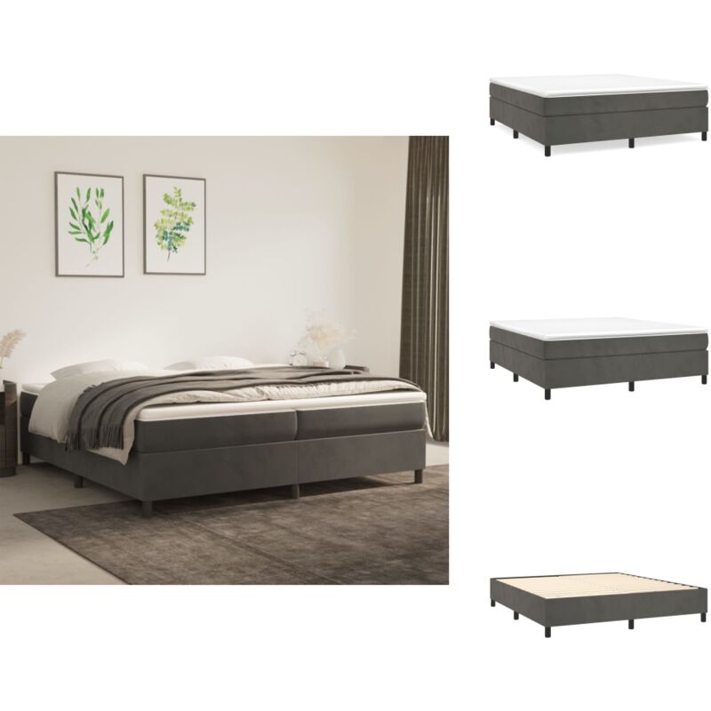 Bettgestell ohne Matratze Dunkelgrau 200x200 cm Samt - Samtbett - Doppelbett - Boxspringbetten - Betten Gestell - Dunkles Bett