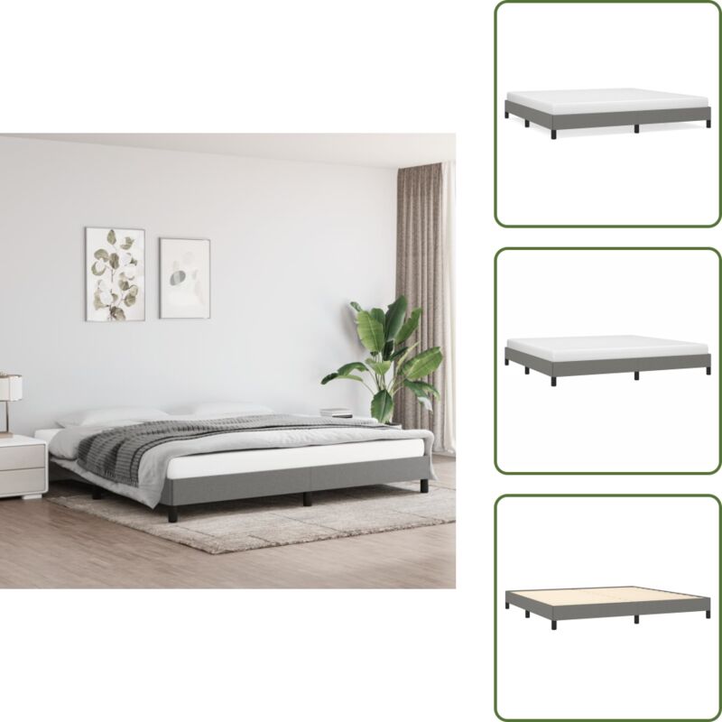Bettgestell ohne Matratze Dunkelgrau 200x200 cm Stoff - Bettrahmen - Doppelbett - Boxspringbetten - Schlafzimmermöbel - Lattenrost