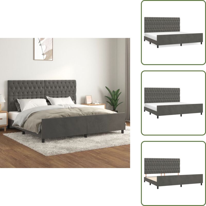 Bettgestell ohne Matratze Dunkelgrau 200x200 cm Samt - Samtbettwäsche - Doppelbett - Boxspringbett - Hochbett - Lattenrost