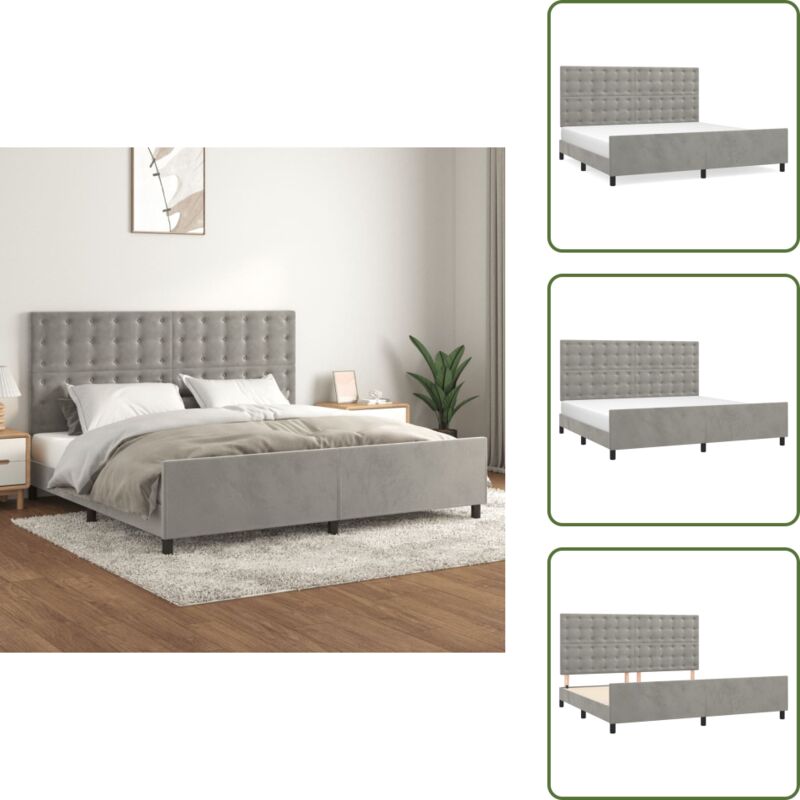 Bettgestell ohne Matratze Hellgrau 200x200 cm Samt - Samtbettwäsche - Boxspringbett - Doppelbett - Hochbett - Lattenrost