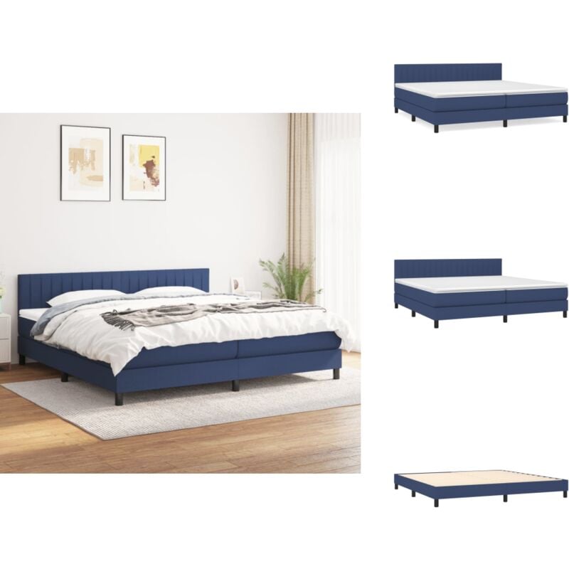Boxspringbett mit Matratze Blau 200x200 cm Stoff - Boxspringbett - Doppelbett - Blau - Bettrahmen - Matratze