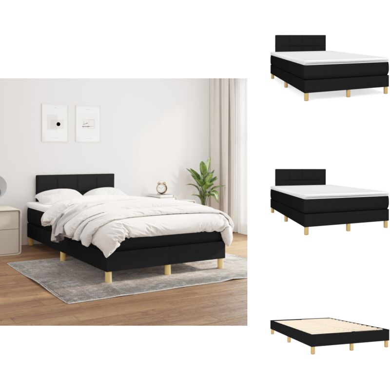 Boxspringbett mit Matratze Schwarz 120x200 cm Stoff - Boxspringbett - Doppelbett - Schlafraum - Bettenrahmen - Matratze