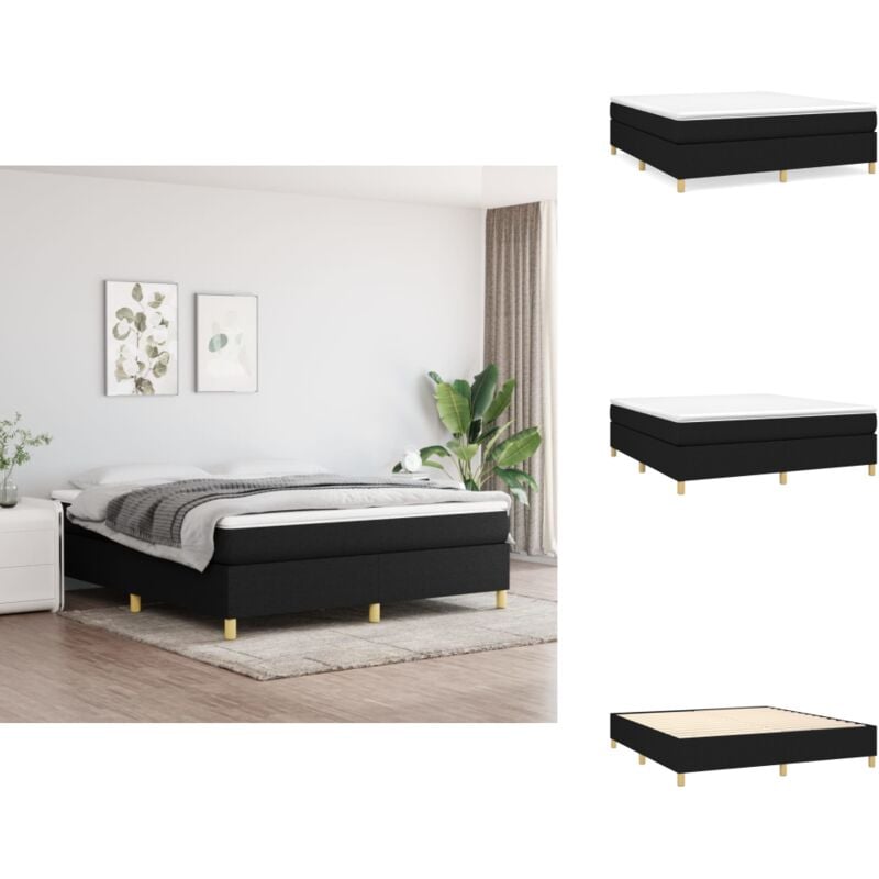 Boxspringbett mit Matratze Schwarz 180x200 cm Stoff - Boxspringbett - Doppelbett - Bettenrahmen - Matratze - Matratzenauflage