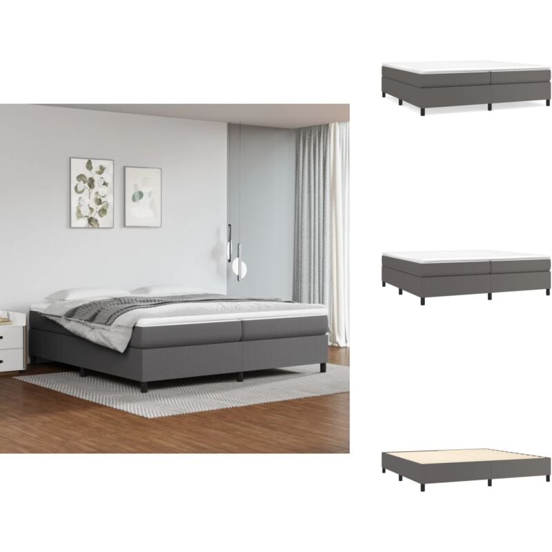 Bettgestell Grau 200x200 cm Kunstleder - Bettes Gestell - Doppelbett - Kunstleder Bett - Grau Bett - Boxspringbetten