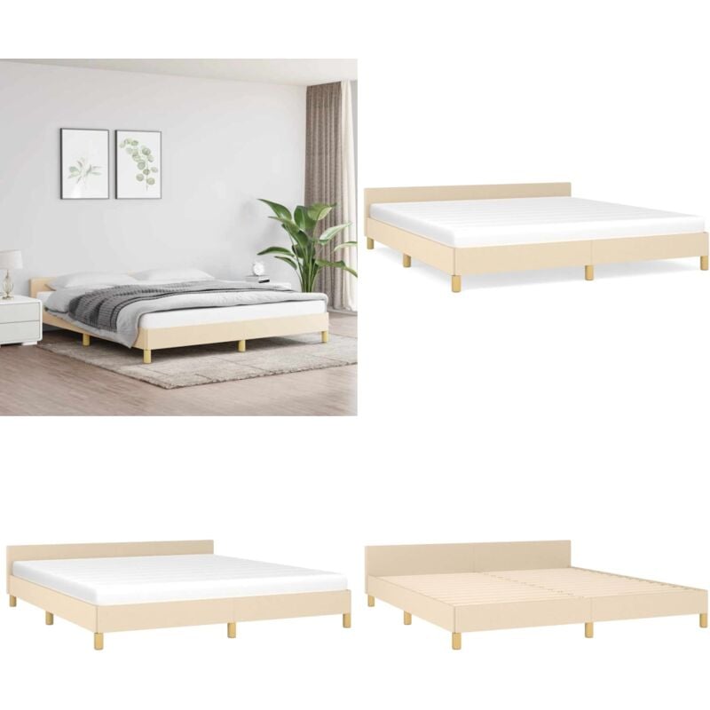 Bettgestell ohne Matratze Creme 180x200 cm Stoff - Bettes Gestell - Doppelbett - Boxspringbetten - Lattenrost - Creme Farbe - Home & Living