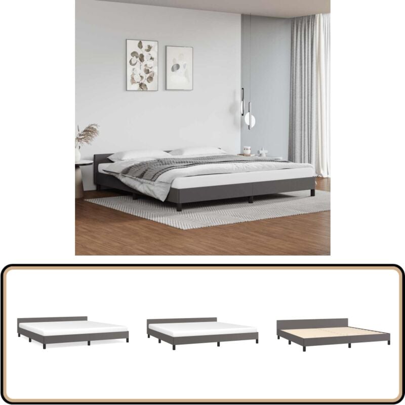 Vidaxl - Bettgestell mit Kopfteil ohne Matratze Grau 200x200 cm - Bettsofa - Doppelbett - Boxspringbetten - Schlafzimmermöbel - Kunstlederbett