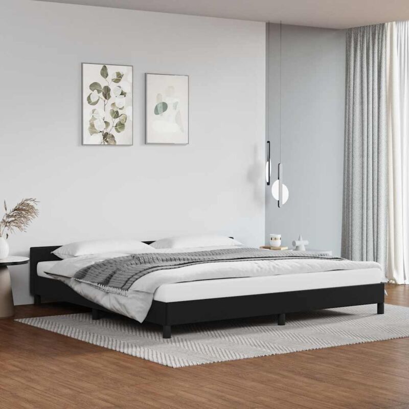 Bettgestell mit Kopfteil ohne Matratze Schwarz 200x200 cm Vidaxl