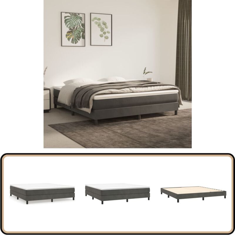 Bettgestell ohne Matratze Dunkelgrau 180x200 cm Samt - Samt Bettgestell - Doppelbett - Boxspringbetten - Betten Mit Lattenrost - Dunkles Bett