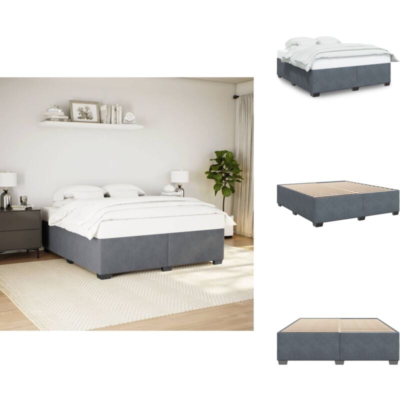 Bettgestell ohne Matratze Dunkelgrau 200x200 cm Samt - Samtbett - Doppelbett - Boxspringbetten - Bettsofa - Schlafsystem