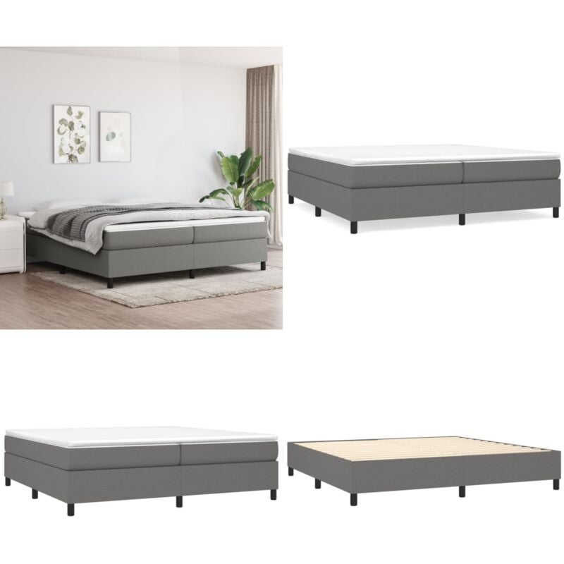 Bettgestell ohne Matratze Dunkelgrau 200x200 cm Stoff - Bettes Gestell - Doppelbett - Boxspringbetten - Holzrahmen Bett - Lattenrost - Home & Living