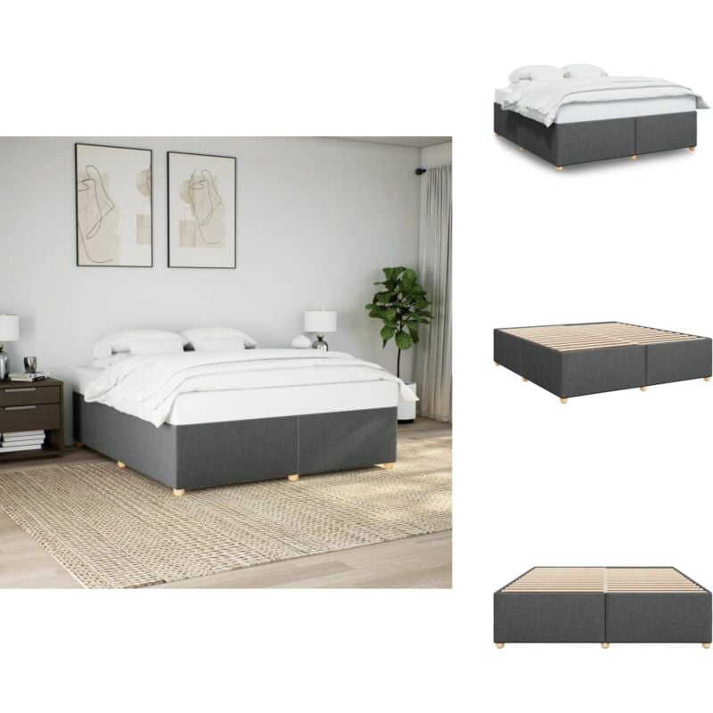 Bettgestell ohne Matratze Dunkelgrau 200x200 cm Stoff - Bettgestell - Bettgestelle - Bett - Betten