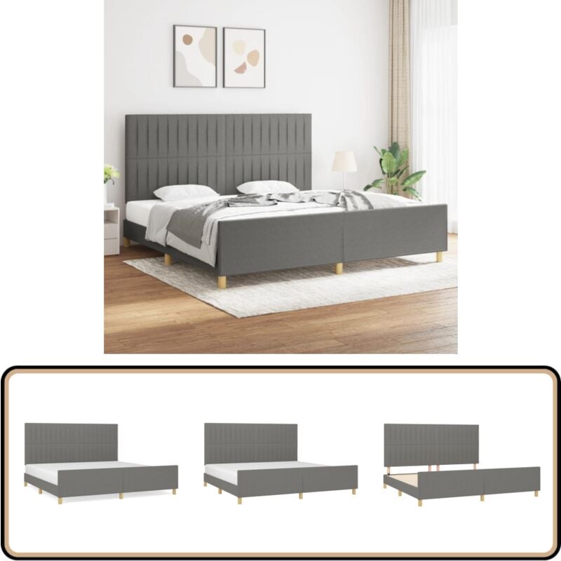 Bettgestell ohne Matratze Dunkelgrau 200x200 cm Stoff - Bettsofa - Boxspringbetten - Doppelbett - Lattenrost - Schlafzimmermöbel