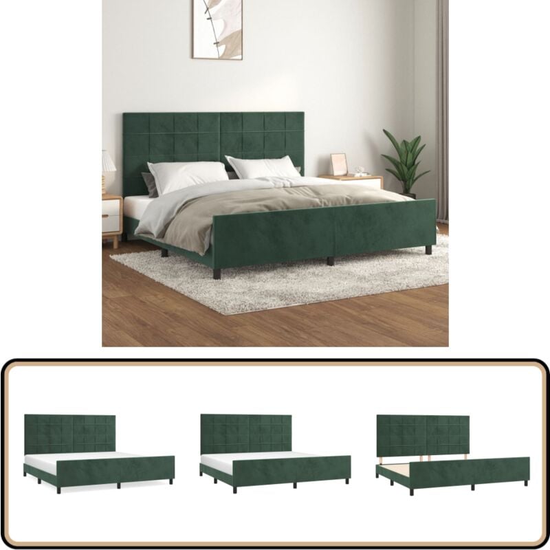 Bettgestell ohne Matratze Dunkelgrün 200x200 cm Samt - Samtbettwäsche - Bettsofa - Boxspringbett - Doppelbett - Hochbett